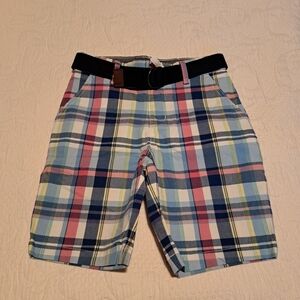 Gymboree boys size 6 belted plaid shorts, NWOT